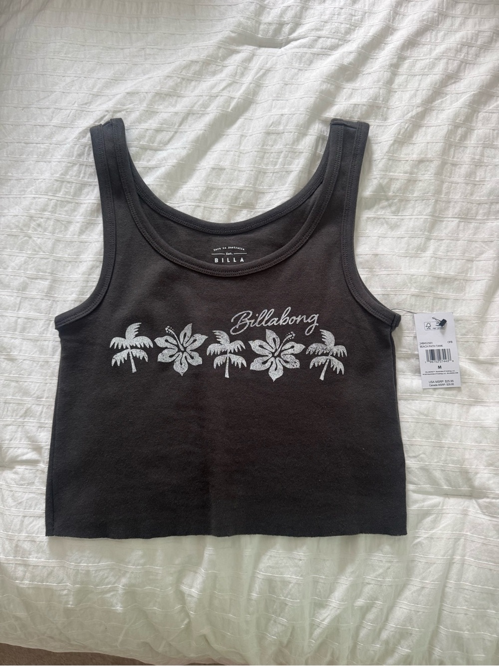 Billabong Black Tank with White Palm Graphic